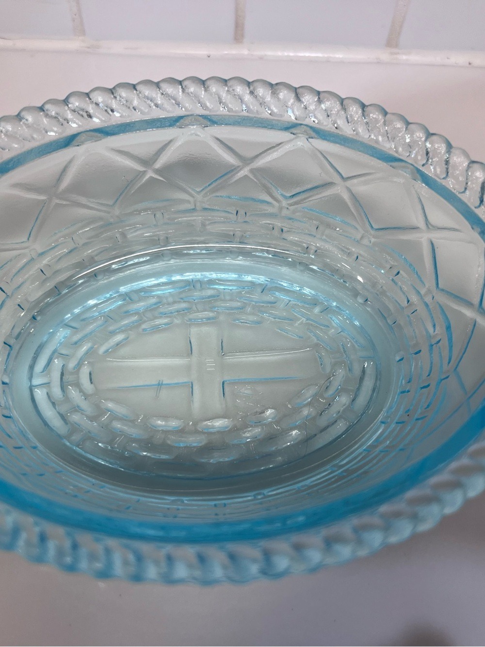 Vintage Westmoreland Hen On Nest Covered Glass Dish Cornflower Light Blue - Picture 8 of 12